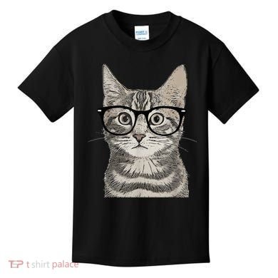 Hipster Cat Kitten Spectacles Eye Glasses Funny Cute Kids T-Shirt
