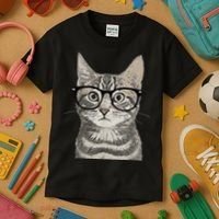 Hipster Cat Kitten Spectacles Eye Glasses Funny Cute Kids T-Shirt thumb 3