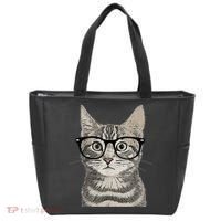 Hipster Cat Kitten Spectacles Eye Glasses Funny Cute Tote Bag thumb 0