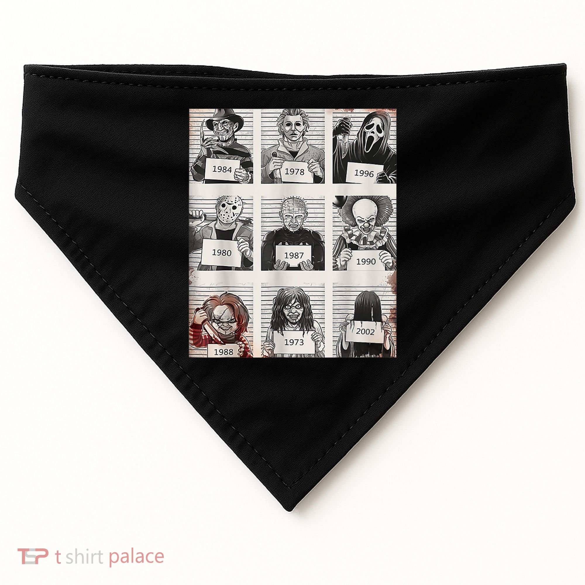 Halloween Creepy Legends Killer Mugshots Horror Fan USA-Made Doggie Bandana