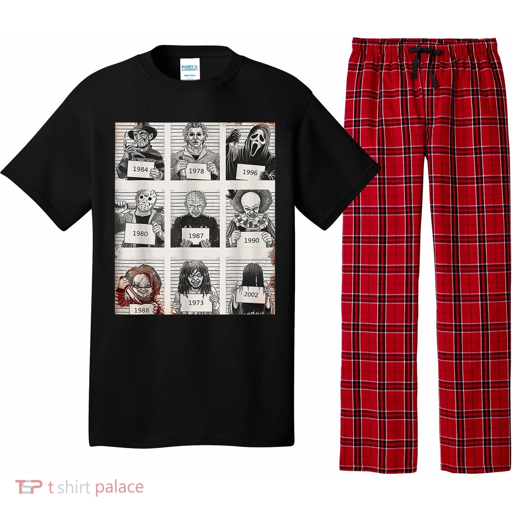 Halloween Creepy Legends Killer Mugshots Horror Fan Pajama Set