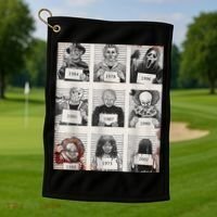 Halloween Creepy Legends Killer Mugshots Horror Fan Golf Towel thumb 1