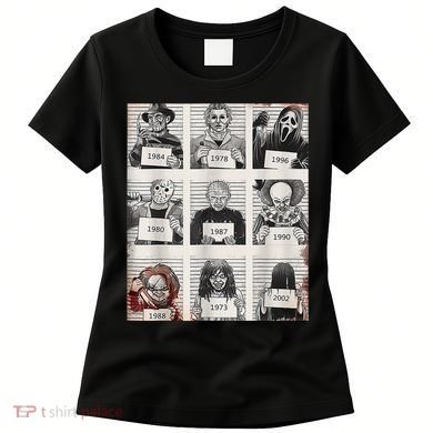 Halloween Creepy Legends Killer Mugshots Horror Fan Women's T-Shirt