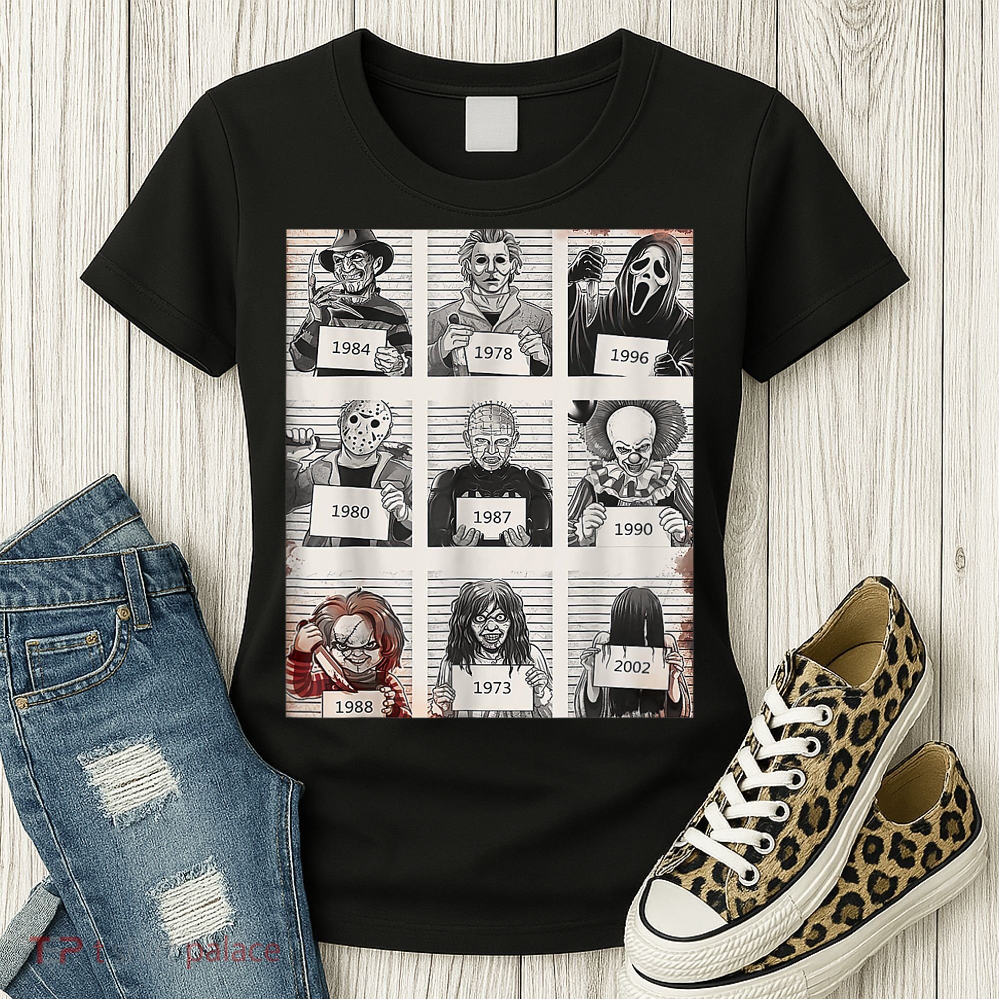 Halloween Creepy Legends Killer Mugshots Horror Fan Women's T-Shirt
