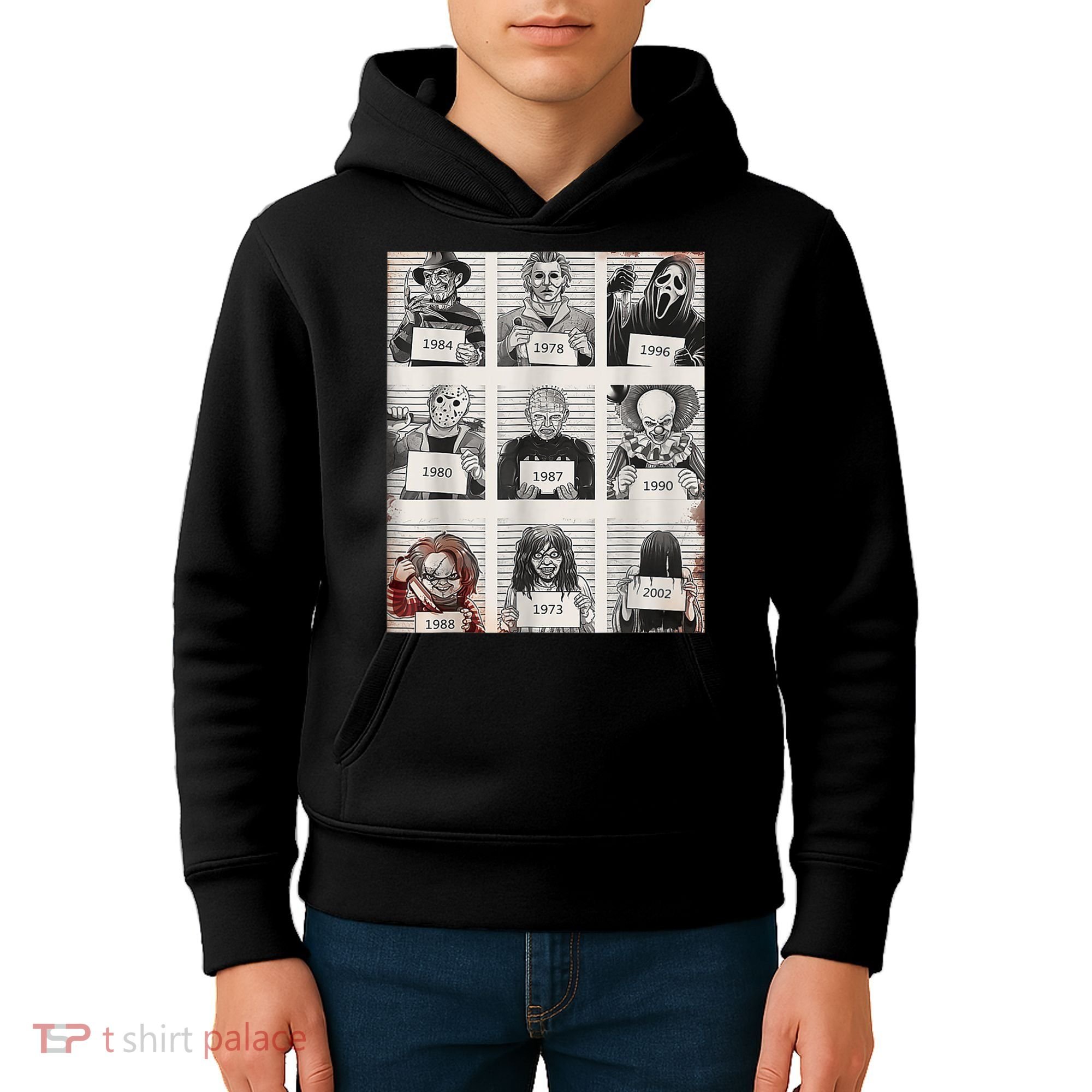 Halloween Creepy Legends Killer Mugshots Horror Fan Kids Hoodie