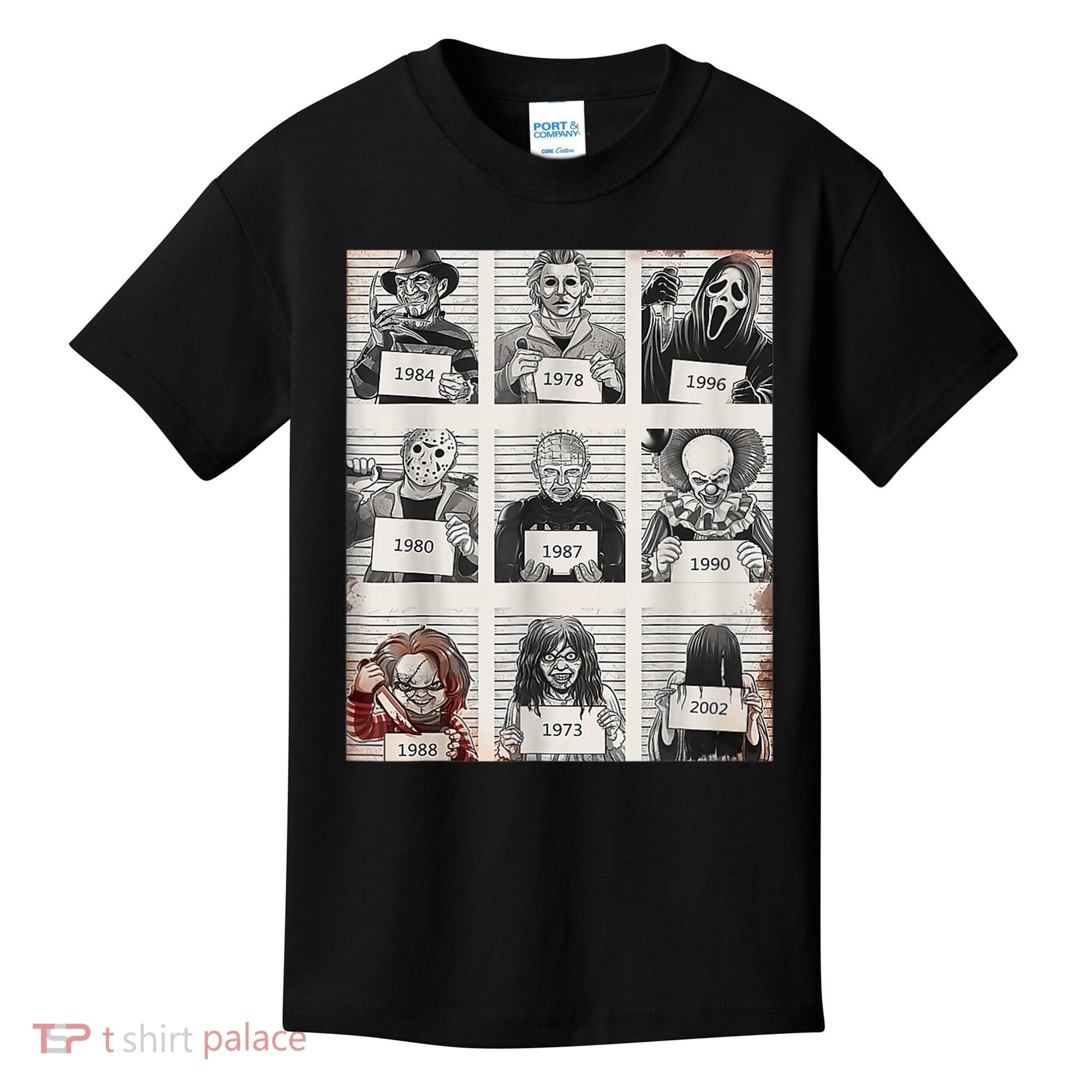 Halloween Creepy Legends Killer Mugshots Horror Fan Kids T-Shirt