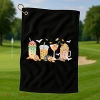 Halloween Coffee Latte Lover Golf Towel thumb 1