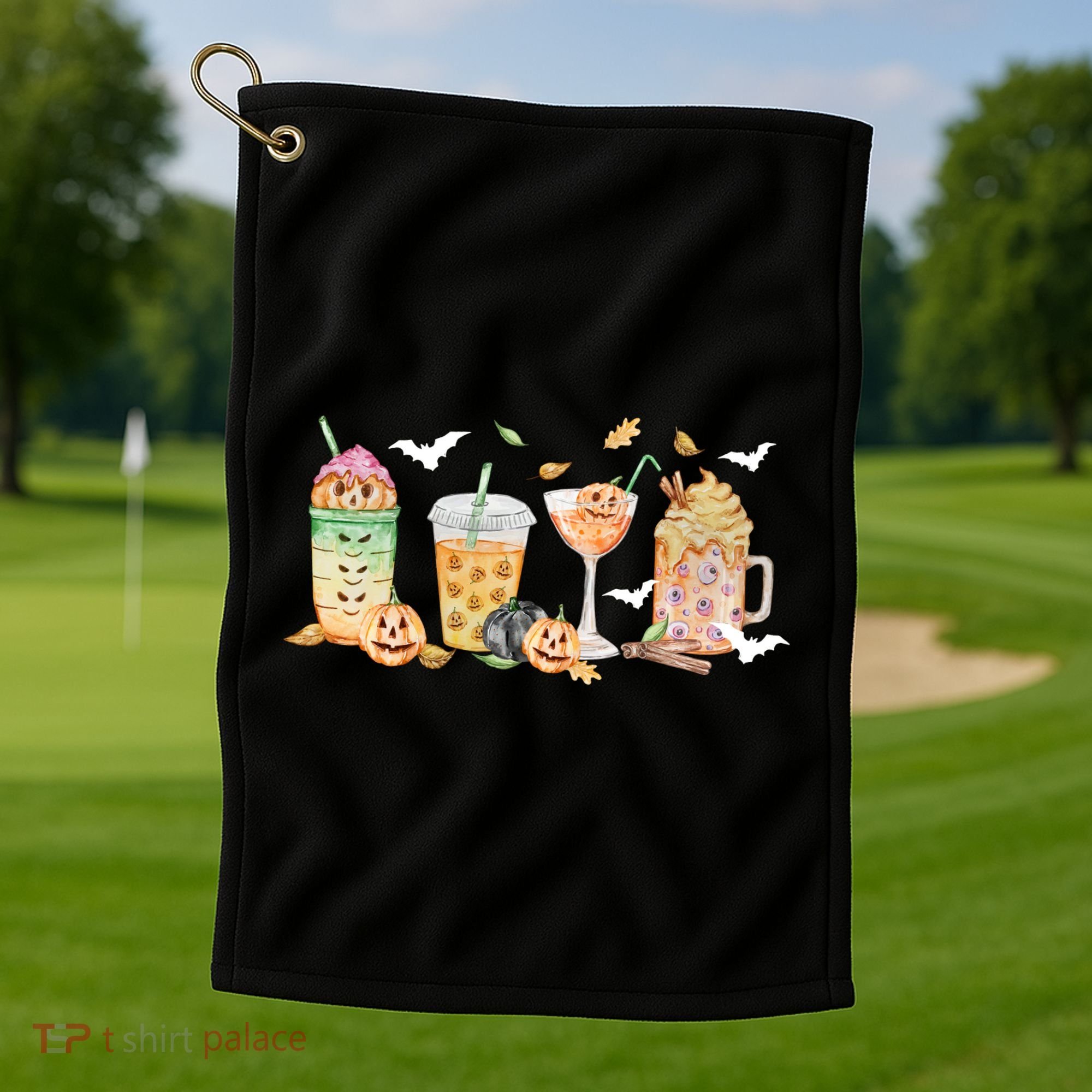 Halloween Coffee Latte Lover Golf Towel