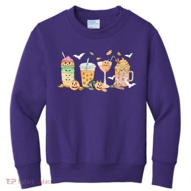 Halloween Coffee Latte Lover Kids Sweatshirt