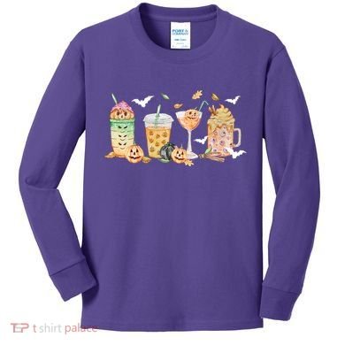 Halloween Coffee Latte Lover Kids Long Sleeve Shirt