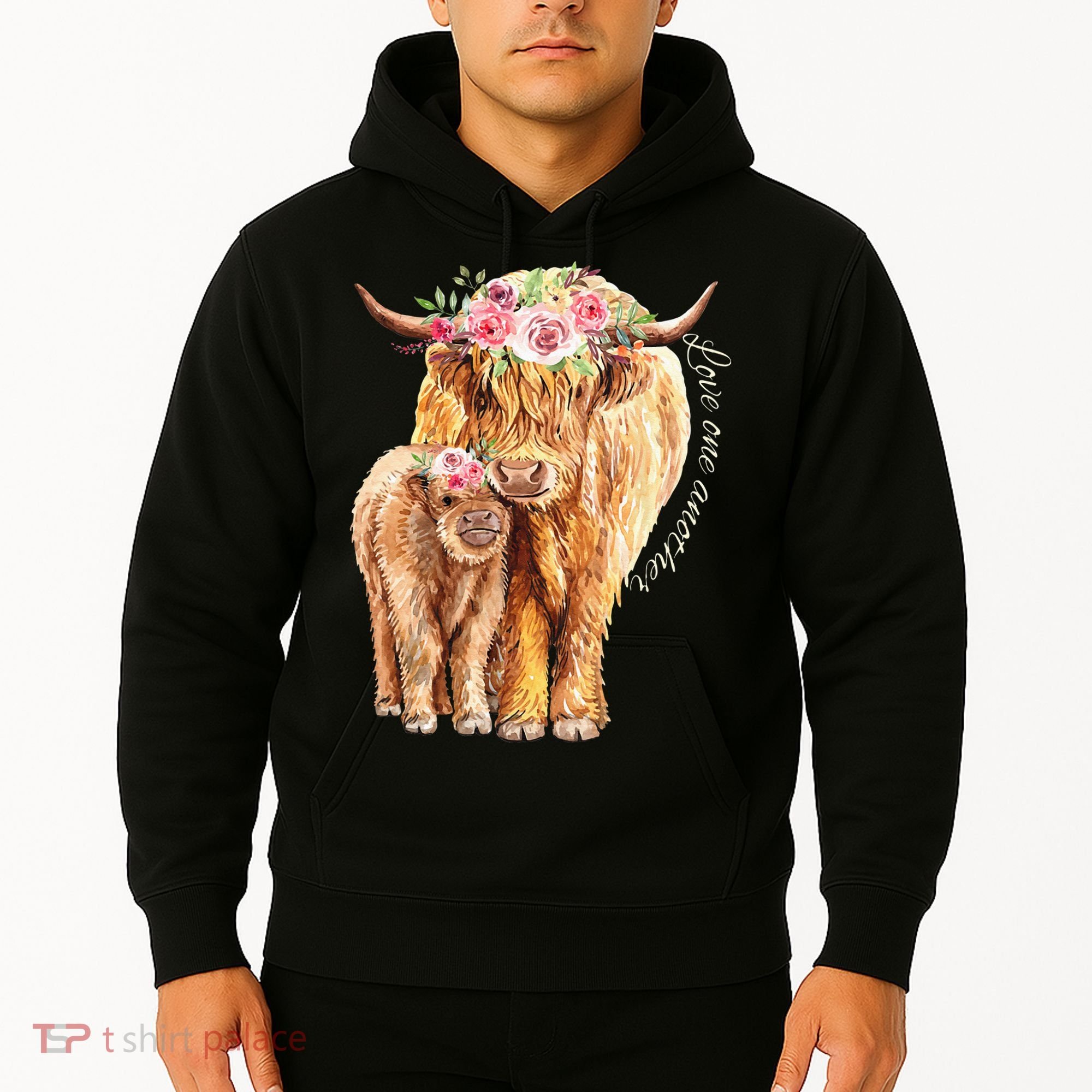 Highland Cattle Lover Cow Calf Farm Love One Another Cute Hoodie