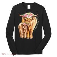 Highland Cattle Lover Cow Calf Farm Love One Another Cute Long Sleeve Shirt thumb 0