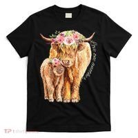 Highland Cattle Lover Cow Calf Farm Love One Another Cute T-Shirt thumb 0