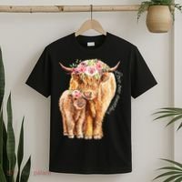 Highland Cattle Lover Cow Calf Farm Love One Another Cute T-Shirt thumb 2