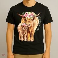 Highland Cattle Lover Cow Calf Farm Love One Another Cute T-Shirt thumb 3
