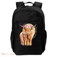 Highland Cattle Lover Cow Calf Farm Love One Another Cute Backpack thumb 0