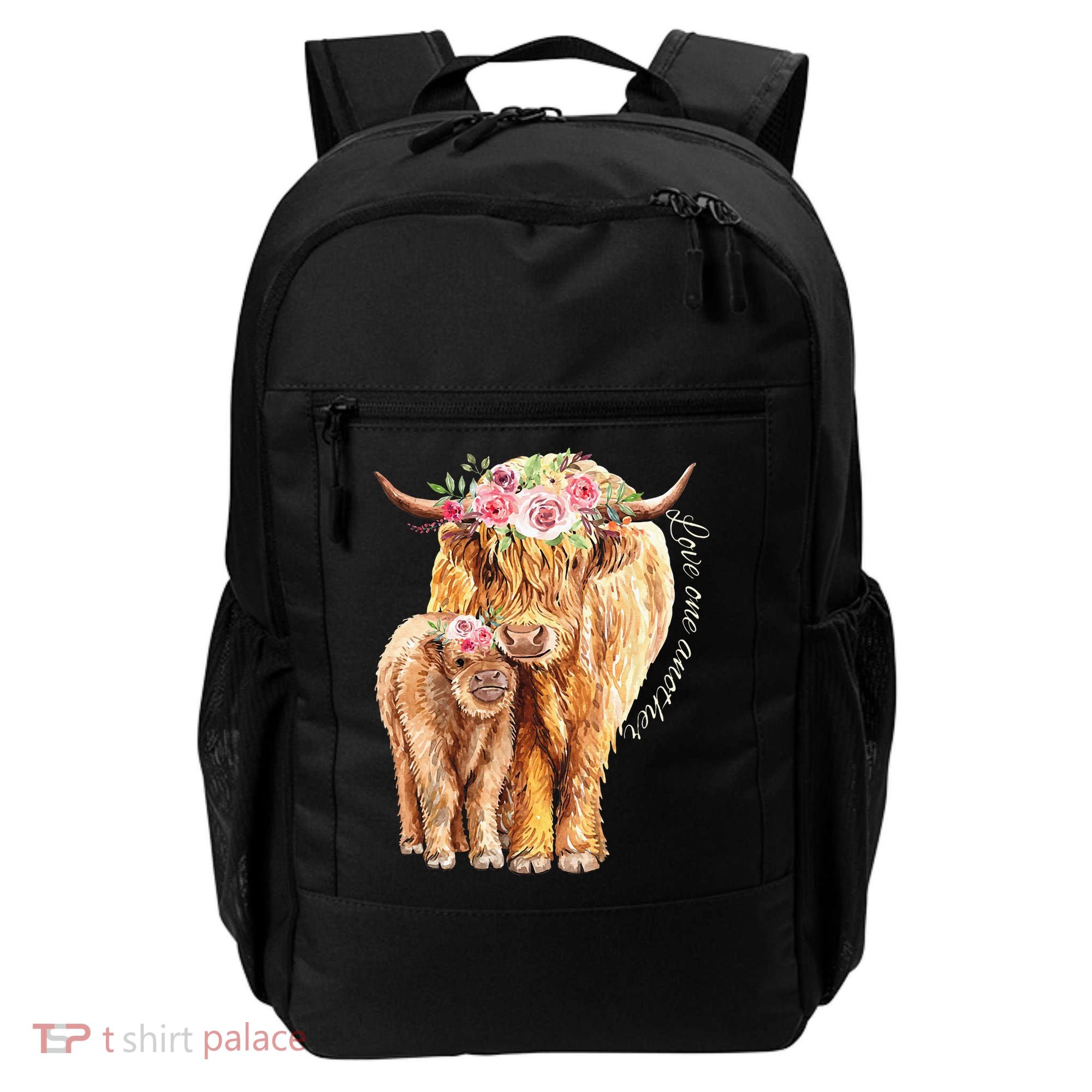 Highland Cattle Lover Cow Calf Farm Love One Another Cute Backpack