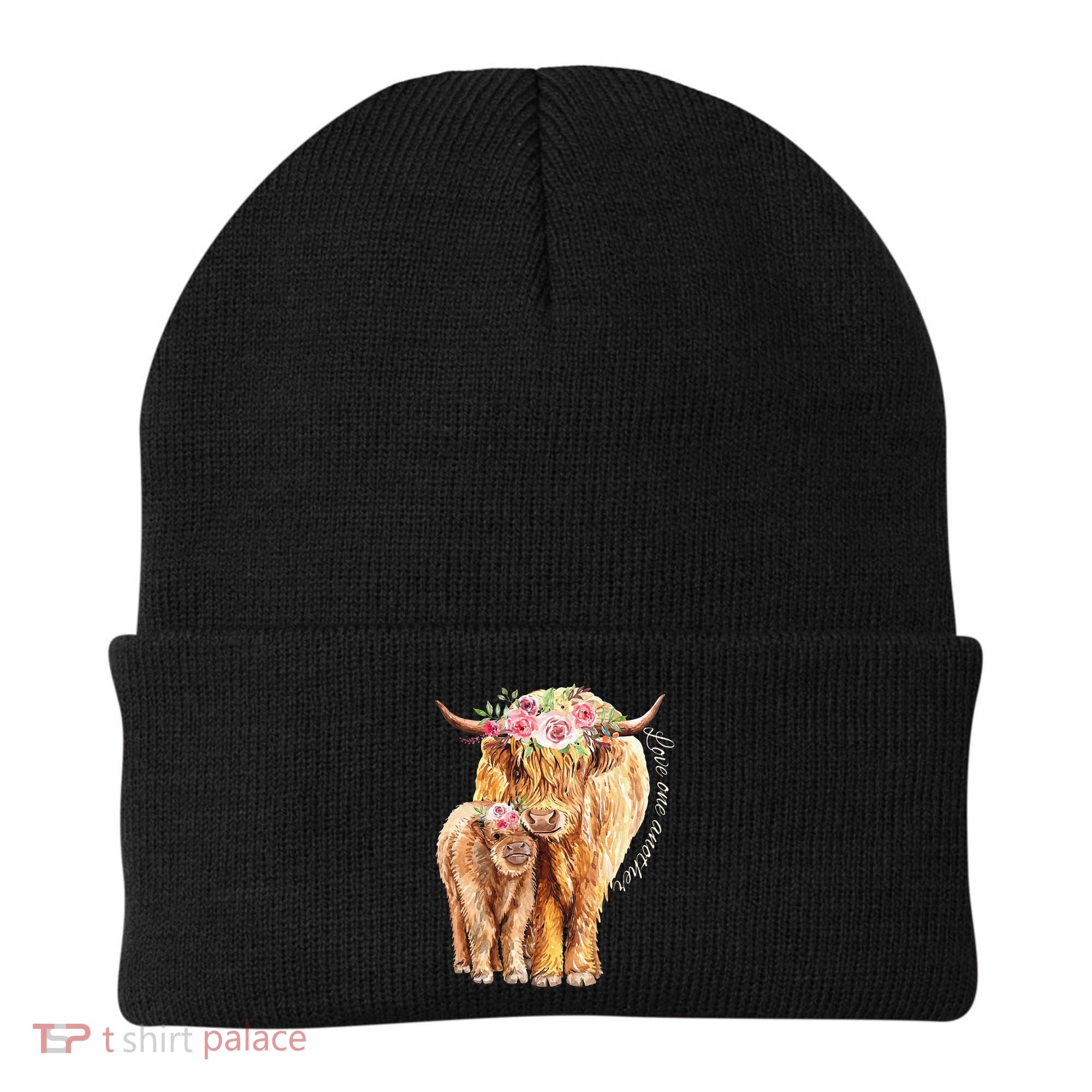 Highland Cattle Lover Cow Calf Farm Love One Another Cute Beanie