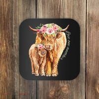 Highland Cattle Lover Cow Calf Farm Love One Another Cute Coaster thumb 0