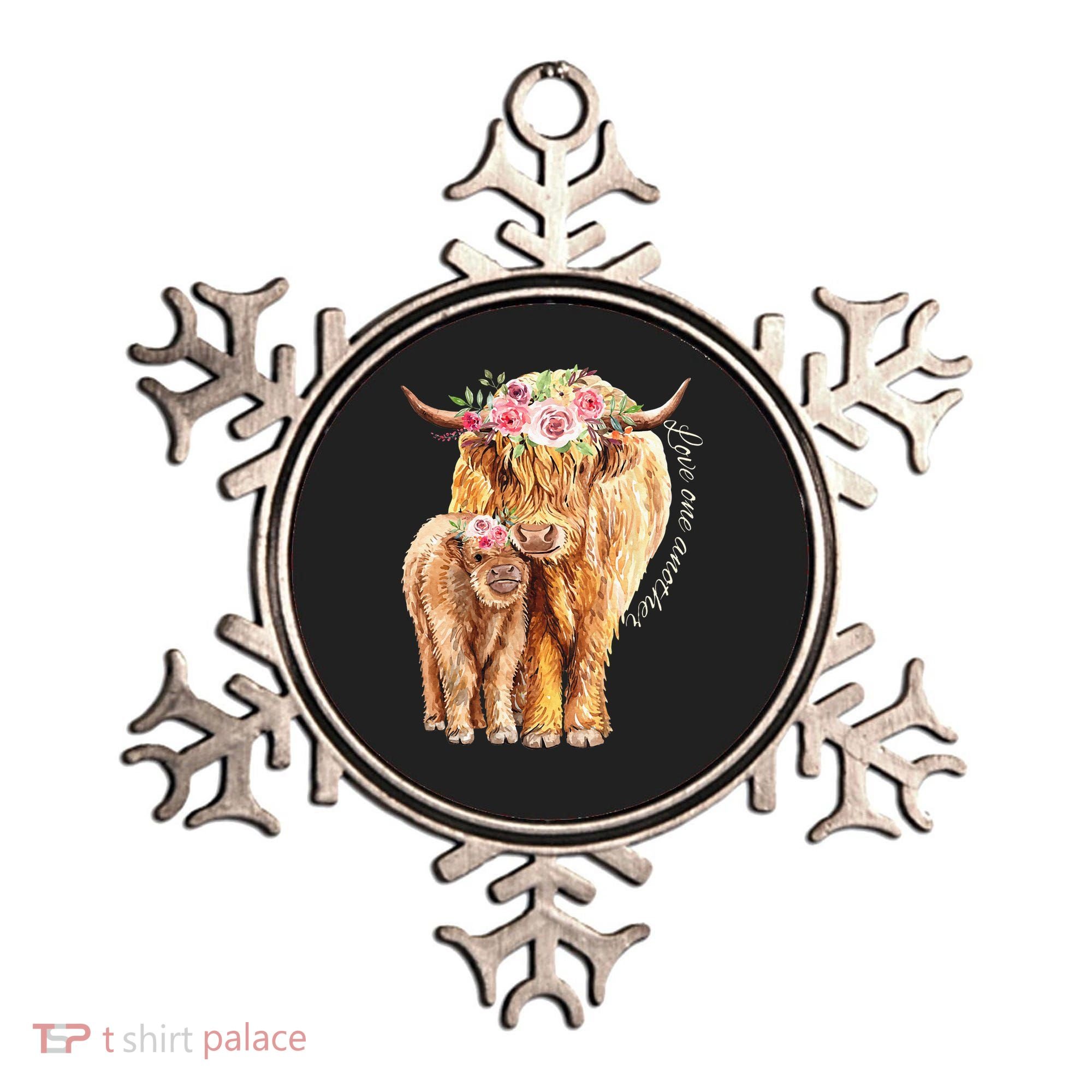 Highland Cattle Lover Cow Calf Farm Love One Another Cute Ornament