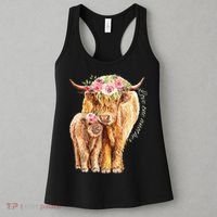 Highland Cattle Lover Cow Calf Farm Love One Another Cute Women's Tank Top thumb 3