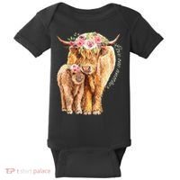 Highland Cattle Lover Cow Calf Farm Love One Another Cute Baby Bodysuit thumb 0