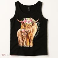 Highland Cattle Lover Cow Calf Farm Love One Another Cute Tank Top thumb 2