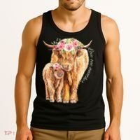 Highland Cattle Lover Cow Calf Farm Love One Another Cute Tank Top thumb 3