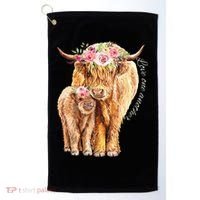 Highland Cattle Lover Cow Calf Farm Love One Another Cute Golf Towel thumb 0