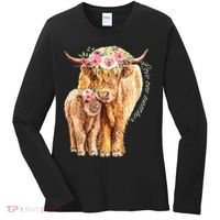 Highland Cattle Lover Cow Calf Farm Love One Another Cute Women's Long Sleeve Shirt thumb 0