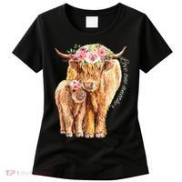 Highland Cattle Lover Cow Calf Farm Love One Another Cute Women's T-Shirt thumb 0