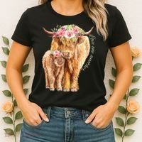 Highland Cattle Lover Cow Calf Farm Love One Another Cute Women's T-Shirt thumb 2