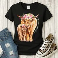 Highland Cattle Lover Cow Calf Farm Love One Another Cute Women's T-Shirt thumb 3