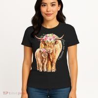 Highland Cattle Lover Cow Calf Farm Love One Another Cute Women's T-Shirt thumb 4