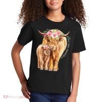 Highland Cattle Lover Cow Calf Farm Love One Another Cute Kids T-Shirt thumb 2