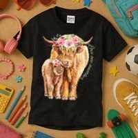 Highland Cattle Lover Cow Calf Farm Love One Another Cute Kids T-Shirt thumb 3