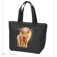Highland Cattle Lover Cow Calf Farm Love One Another Cute Tote Bag thumb 3