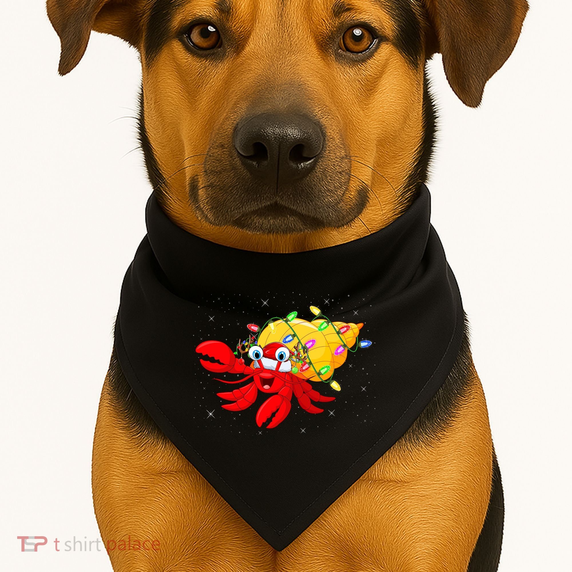 Hermit Crab Lover Xmas Lighting Santa Hermit Crab Christmas USA-Made Doggie Bandana