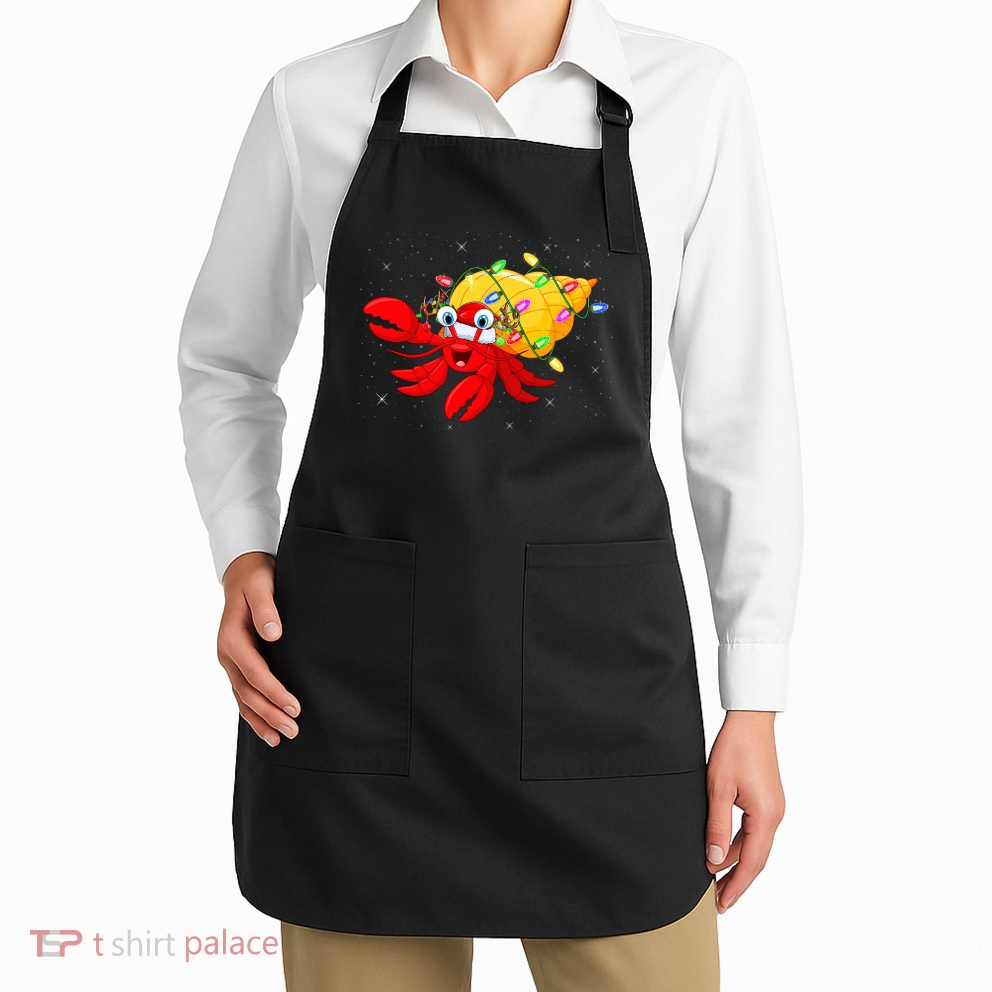 Hermit Crab Lover Xmas Lighting Santa Hermit Crab Christmas Apron