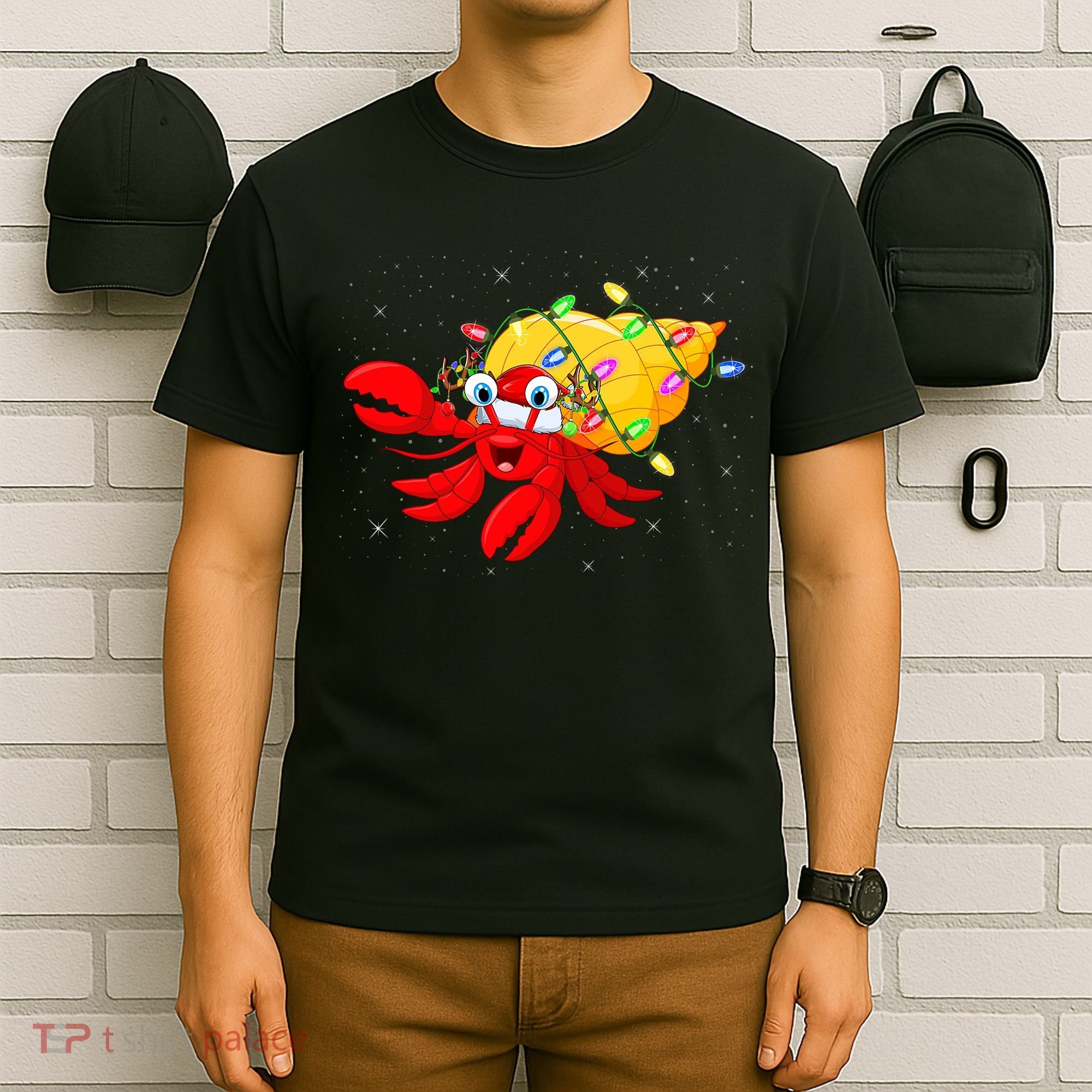 Hermit Crab Lover Xmas Lighting Santa Hermit Crab Christmas T-Shirt
