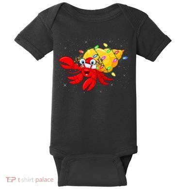 Hermit Crab Lover Xmas Lighting Santa Hermit Crab Christmas Baby Bodysuit