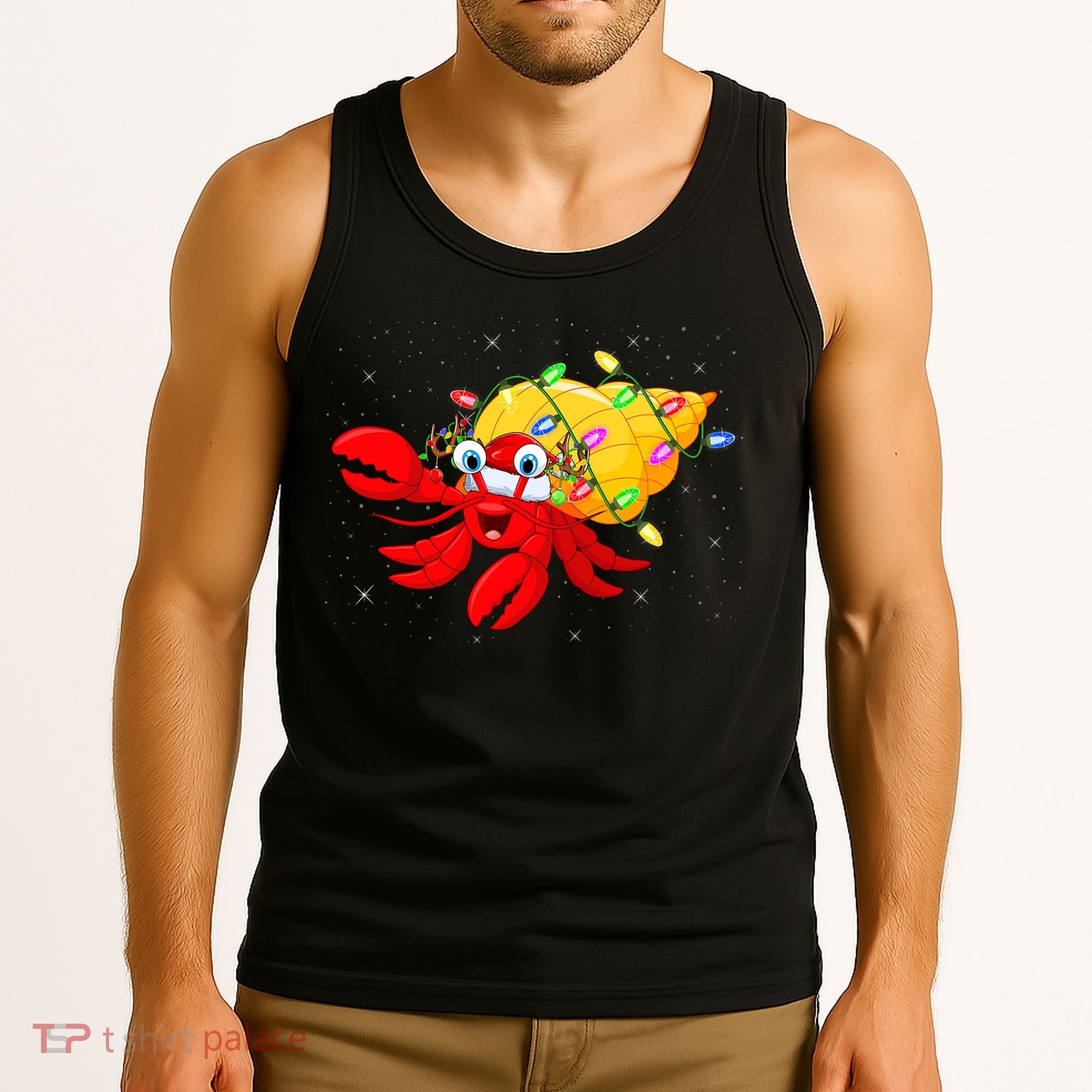 Hermit Crab Lover Xmas Lighting Santa Hermit Crab Christmas Tank Top
