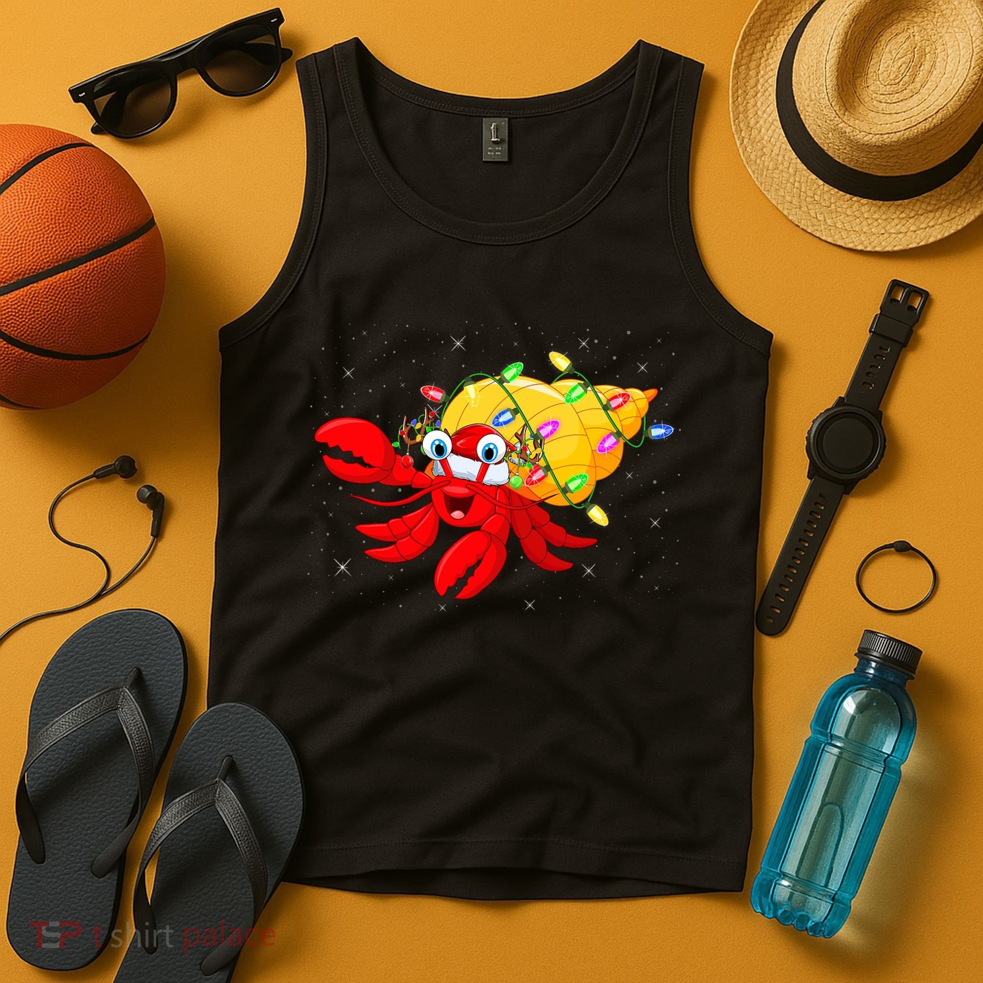 Hermit Crab Lover Xmas Lighting Santa Hermit Crab Christmas Tank Top