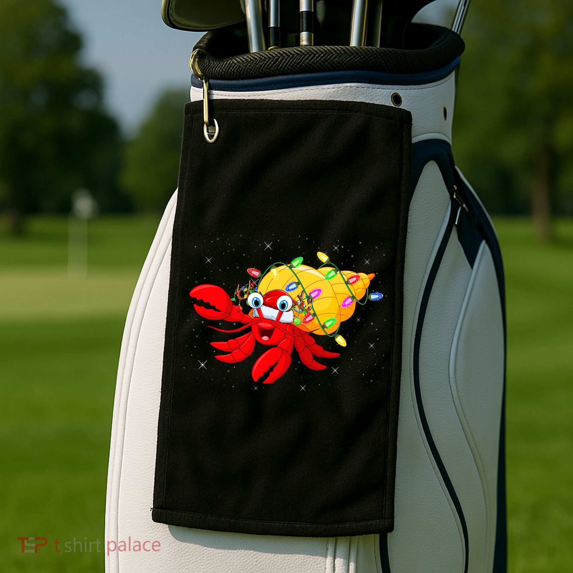 Hermit Crab Lover Xmas Lighting Santa Hermit Crab Christmas Golf Towel