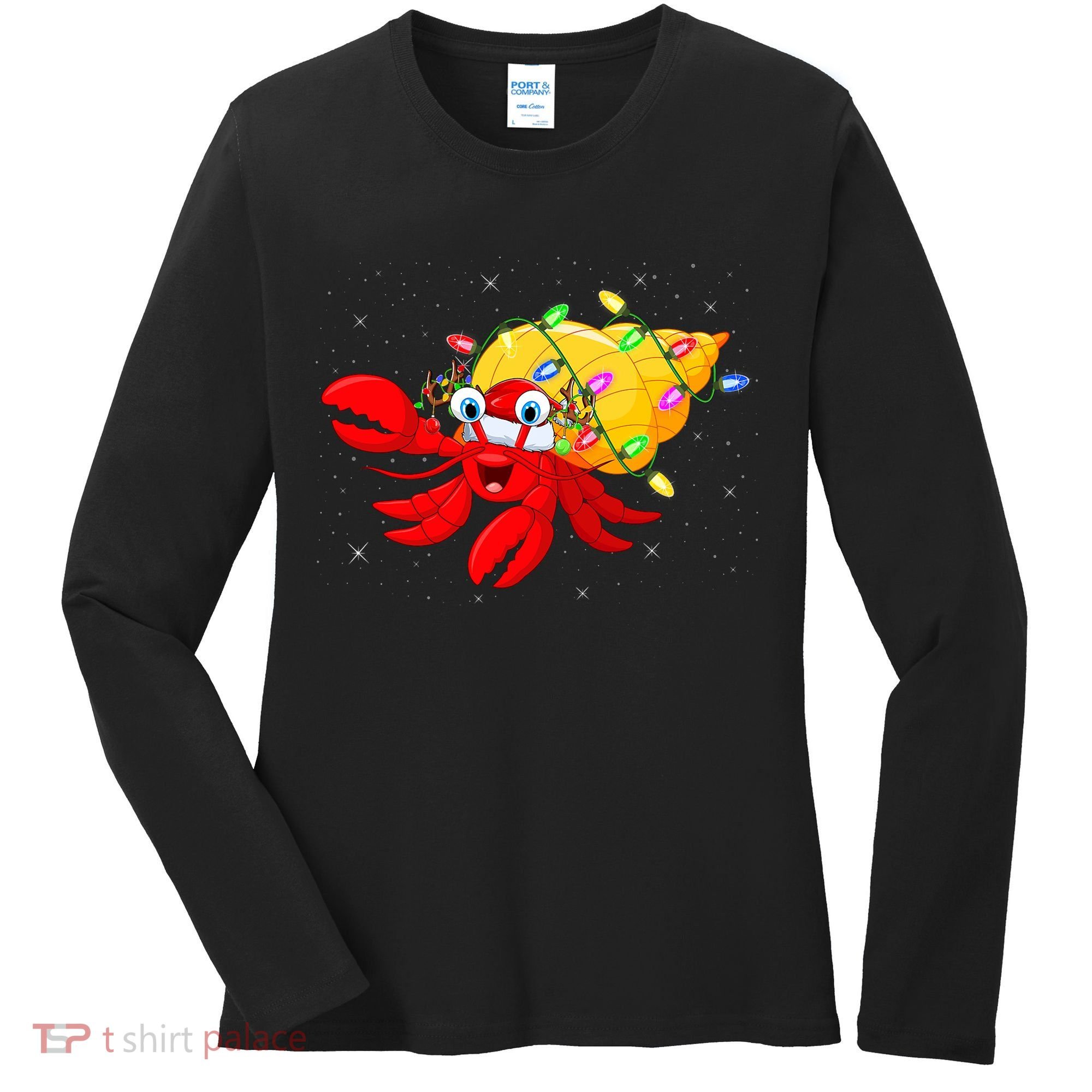 Hermit Crab Lover Xmas Lighting Santa Hermit Crab Christmas Women's Long Sleeve Shirt