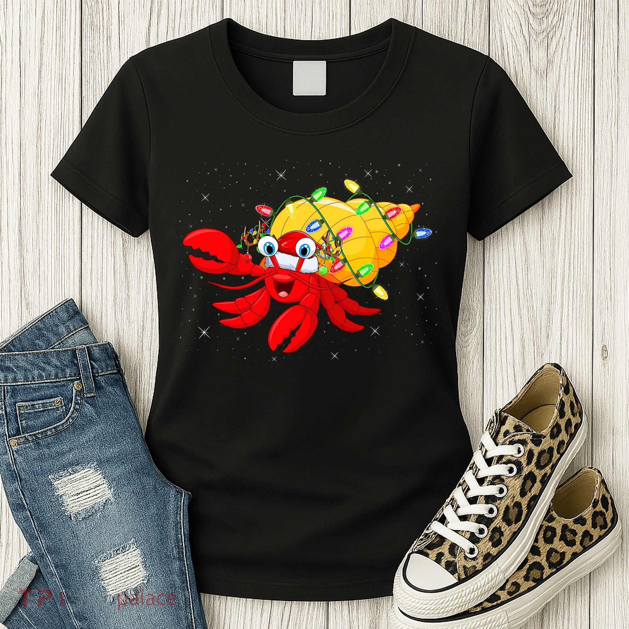 Hermit Crab Lover Xmas Lighting Santa Hermit Crab Christmas Women's T-Shirt