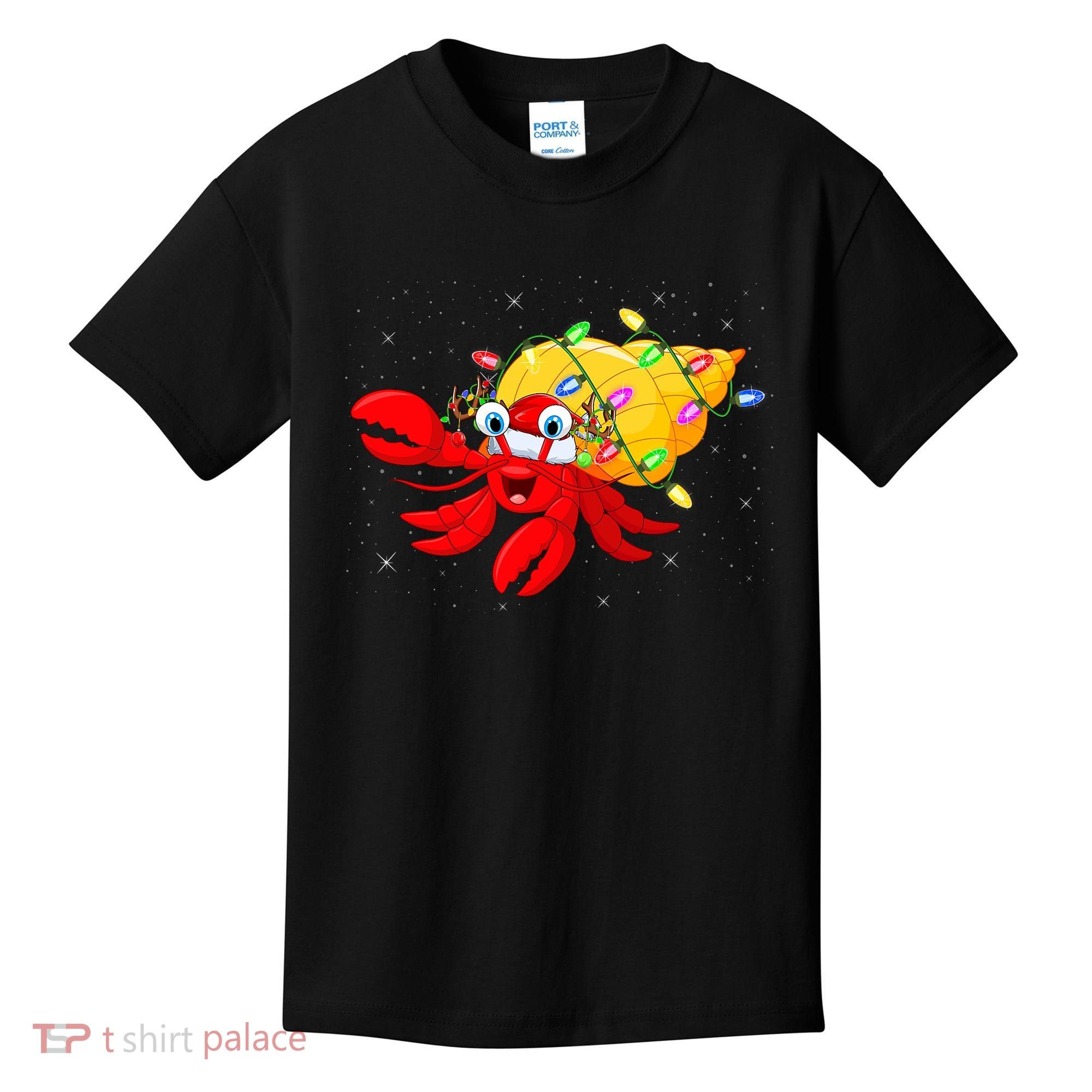 Hermit Crab Lover Xmas Lighting Santa Hermit Crab Christmas Kids T-Shirt