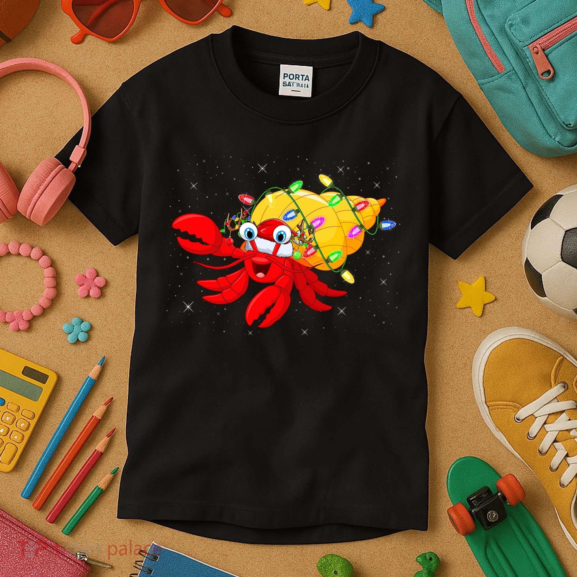 Hermit Crab Lover Xmas Lighting Santa Hermit Crab Christmas Kids T-Shirt