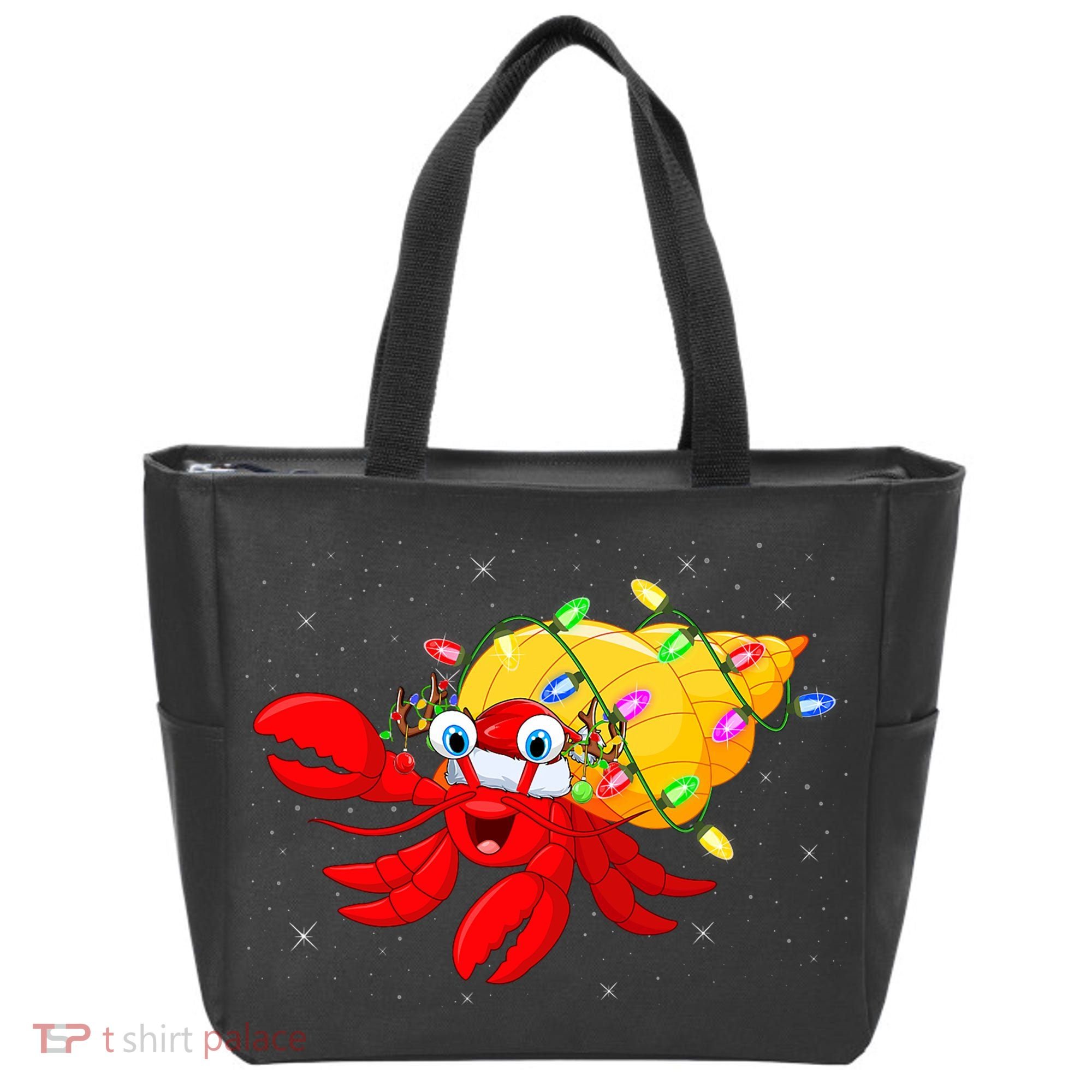 Hermit Crab Lover Xmas Lighting Santa Hermit Crab Christmas Tote Bag