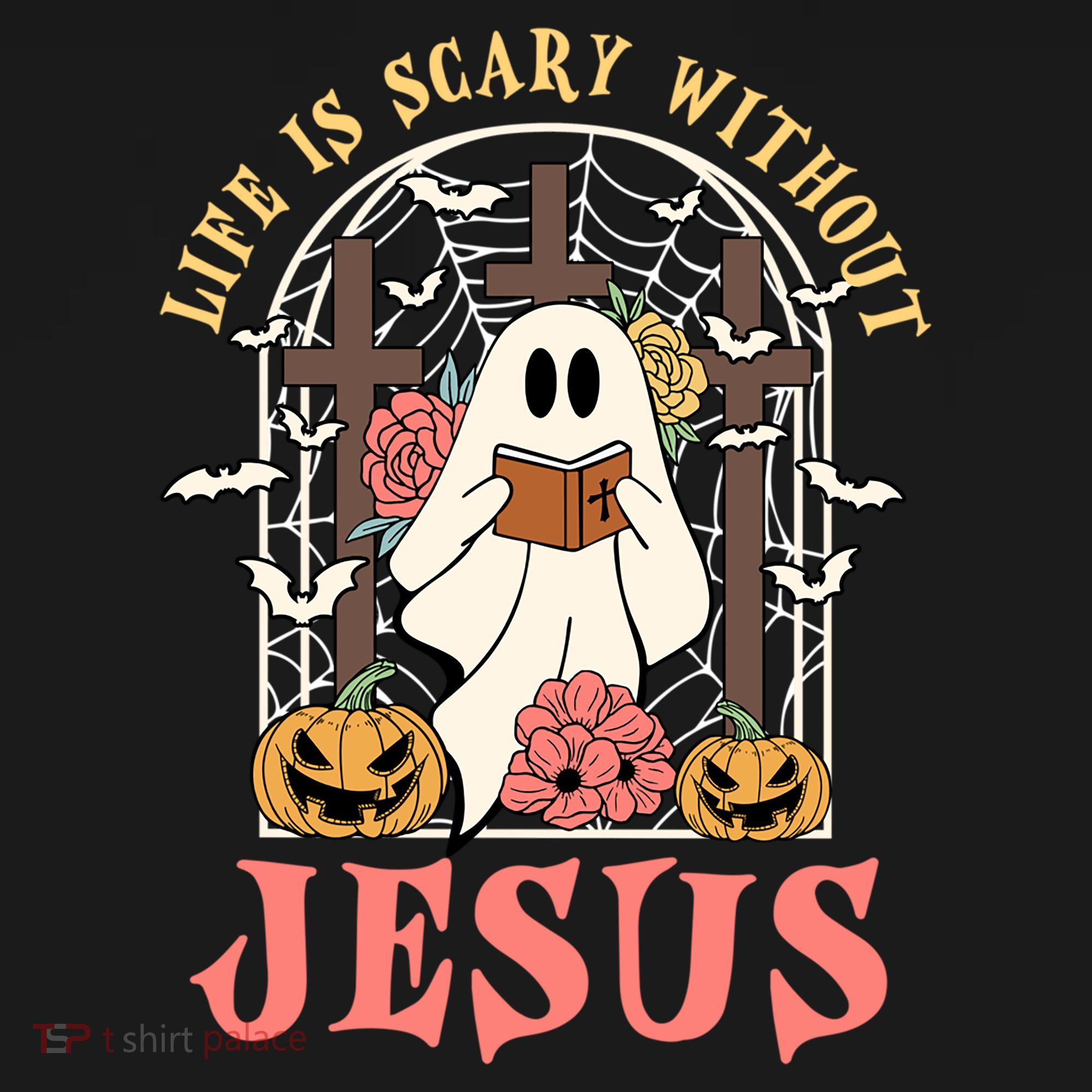 Halloween Christian Life Is Scary Without Jesus Lover Groovy Cute Gift Doggie Tank